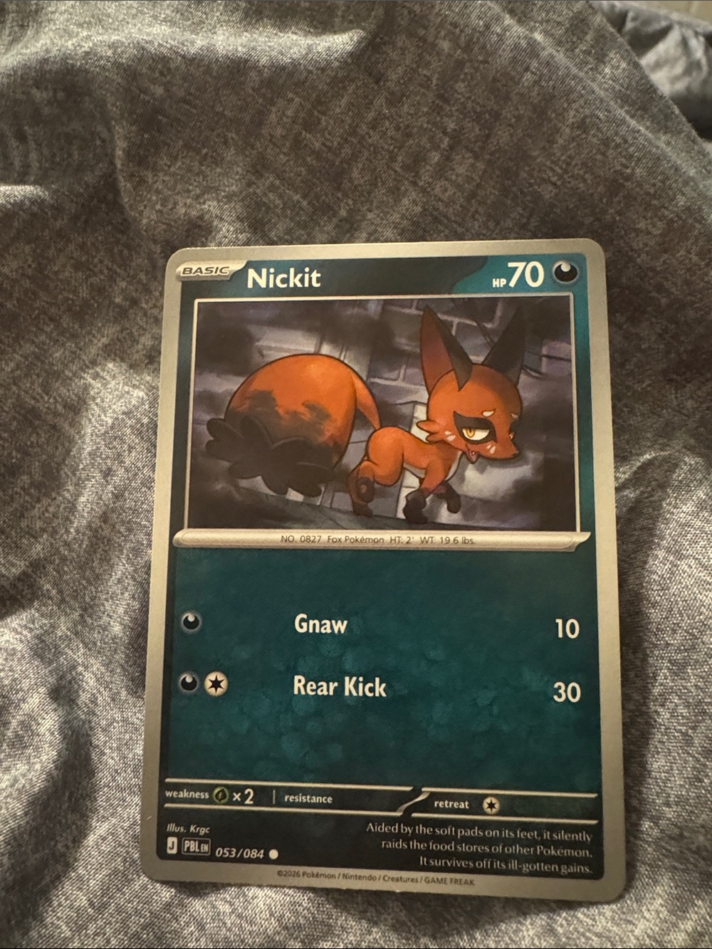 Nickit Pokémon Card
